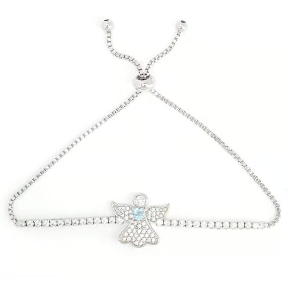 NIB Sterling Silver Angel Slide Bracelet, with Blue Topaz, by Gianni Argento - Picture 3 of 11